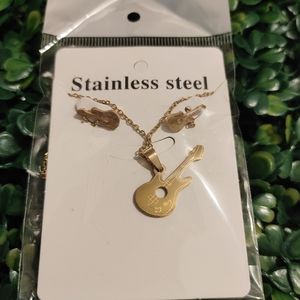 Stainless steel Necklace set guitar